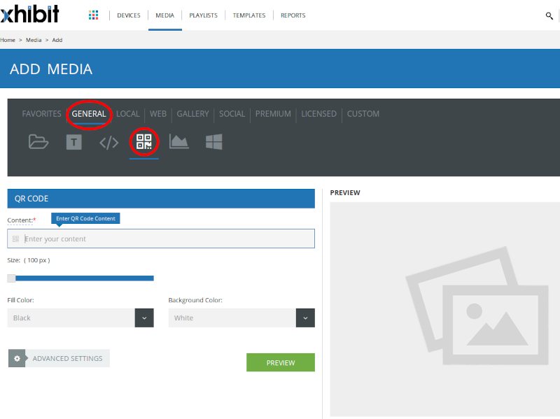 This is how to access the QR content app in XhibitSignage