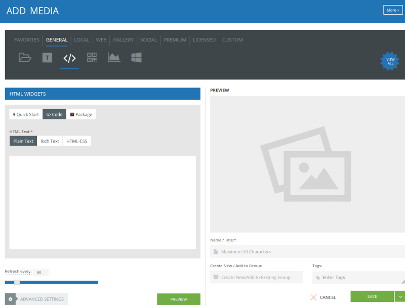 Navigating to the HTML content app to enter the Google Calendar embed code