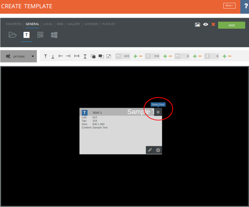 Remove media from a template in XhibitSignage
