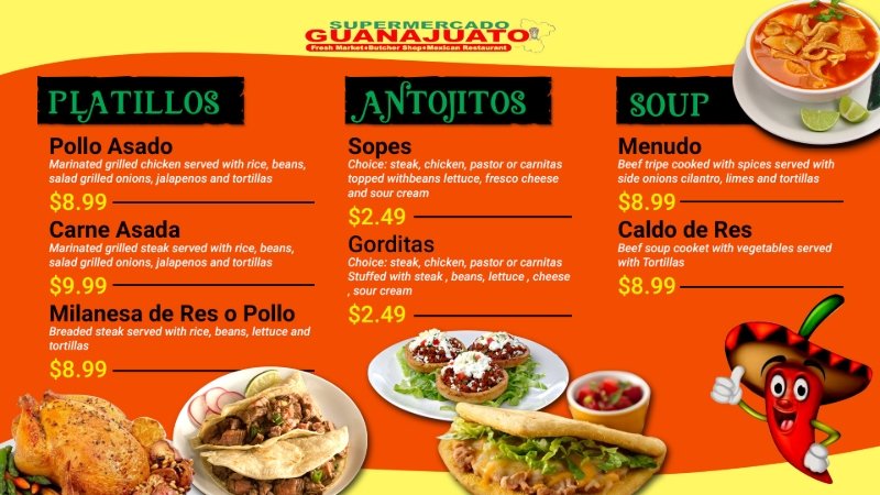 Hispanic Food Digital Menu Board Example