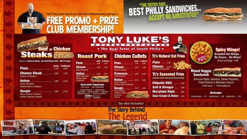 Horizonal Menu Board with Promotions
