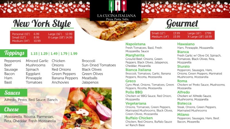 Italian digital menu board example