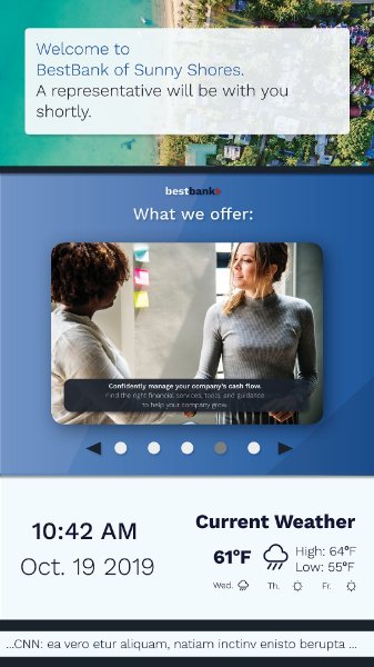 Example of a portrait bank digital signage template