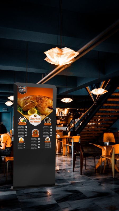 digital menu board at a bar