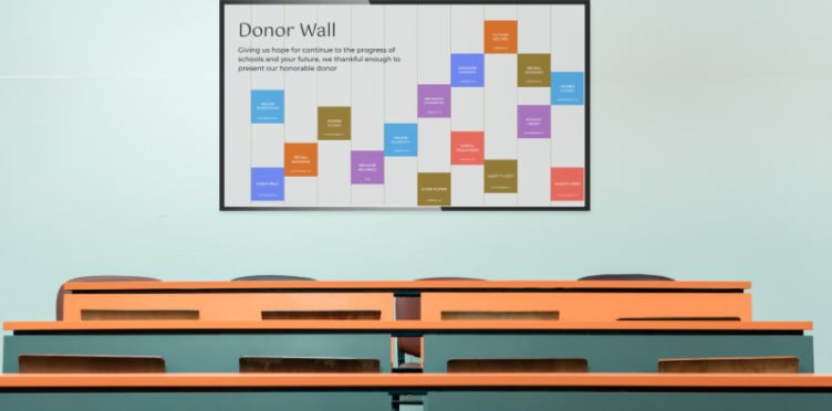 Donor wall at a church