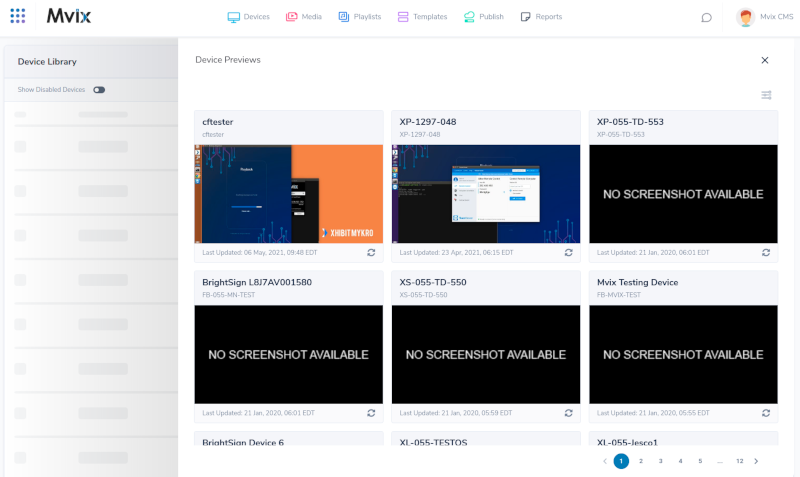 Device previews in mvix cms v3