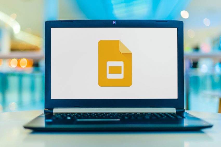 Google slides icon on laptop