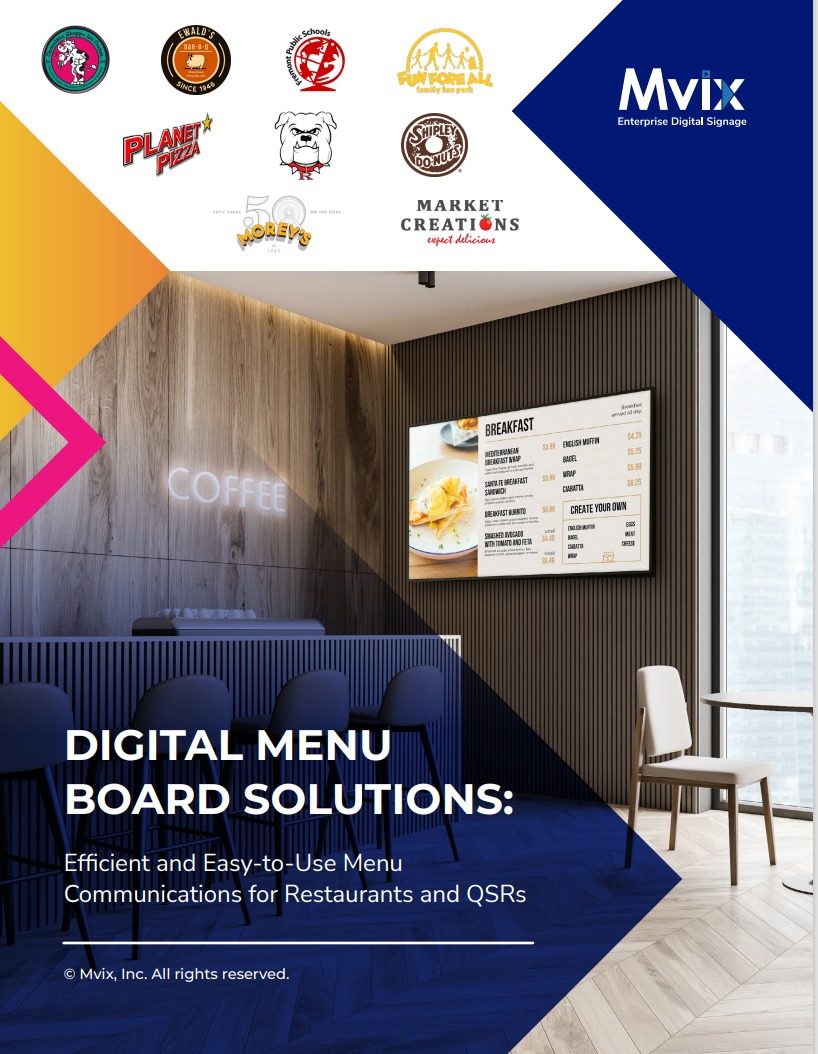 Cover for the Mvix Digital Menu Board Solutions Guide