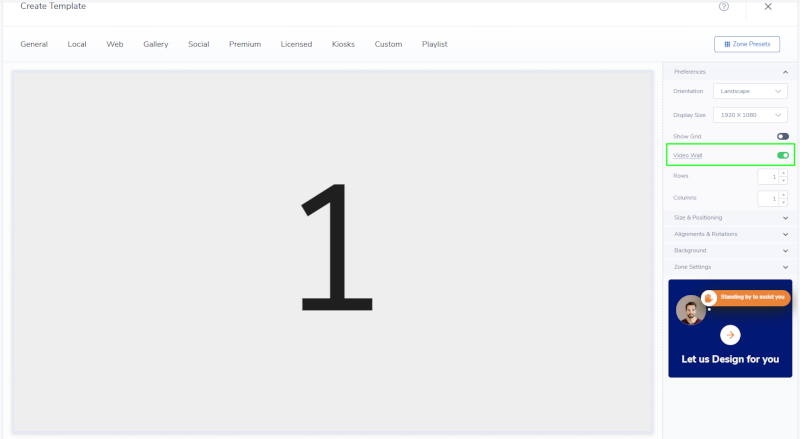 switch to video wall template in mvix cms